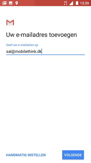 Voer uw e-mailadres in en selecteer VOLGENDE
