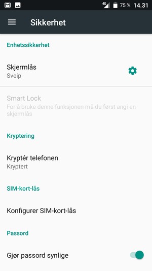 Velg Skjermlås