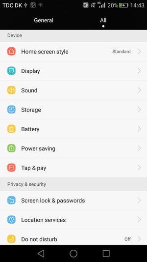 Scroll to and select Power saving