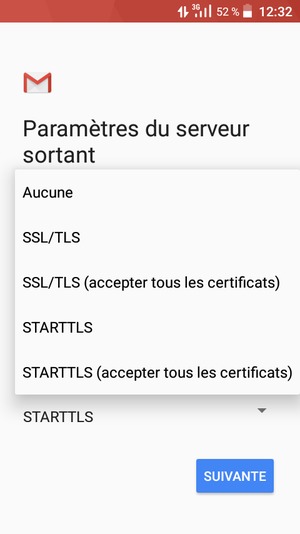 Sélectionnez Aucune puis SUIVANTE