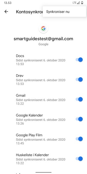 Vælg Synkroniser nu