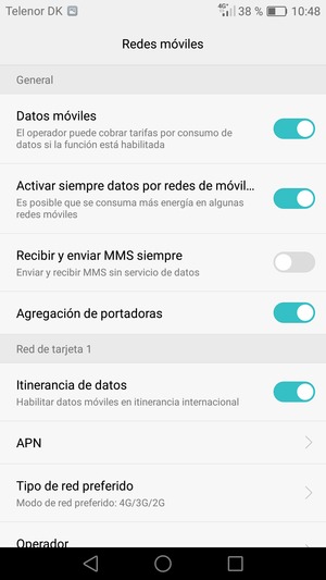 Activar o desactivar Itinerancia de datos