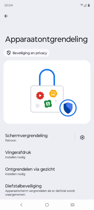 Uw telefoon is nu beveiligd met een schermvergrendeling