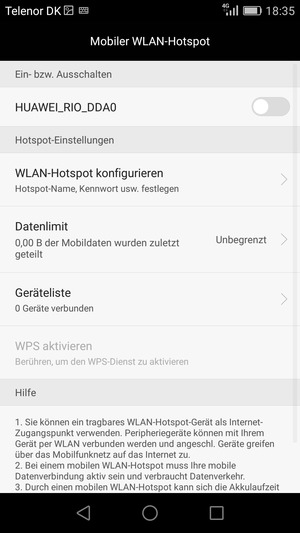 Wählen Sie WLAN-Hotspot konfigurieren