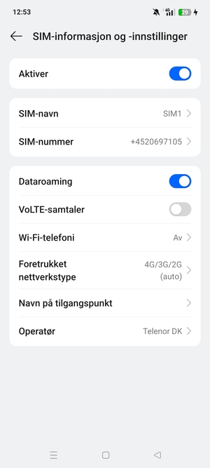 Slå Dataroaming på eller av