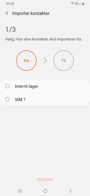 Vælg SIM 1 eller SIM 2