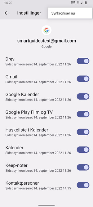 Vælg Synkroniser nu