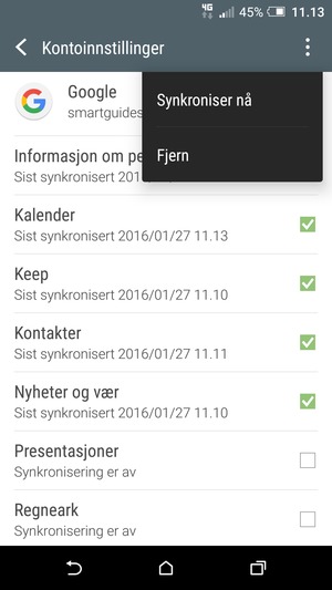 Velg Synkroniser nå