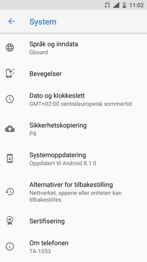 Velg Systemoppdatering