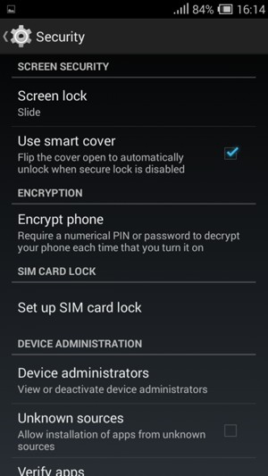 Select Screen lock