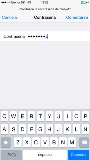 Introduzca la contraseña de Wi-Fi y seleccione Conectarse