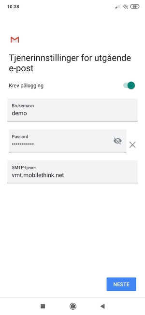 Skriv inn utgående serveradresse