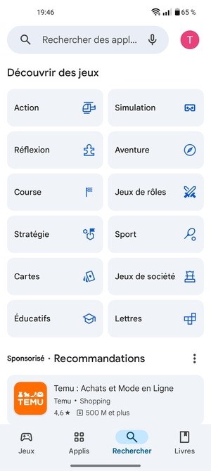 Sélectionnez la barre de Recherche