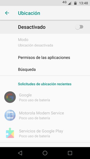Desactive Ubicación