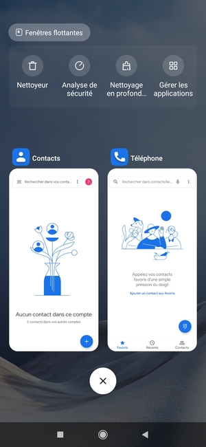 Sélectionnez l'icône Supprimer pour fermer toutes les applis en cours d'exécution