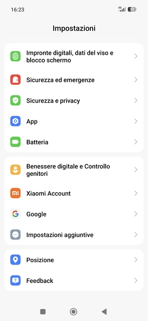 Scorri e seleziona Impostazioni aggiuntive