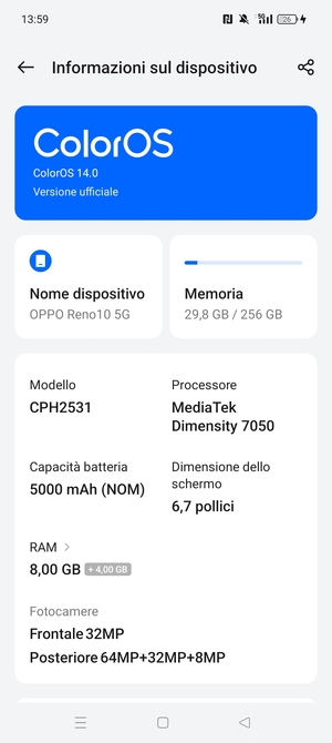 Seleziona ColorOS