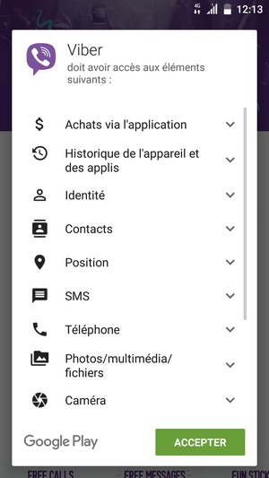 Sélectionnez ACCEPTER