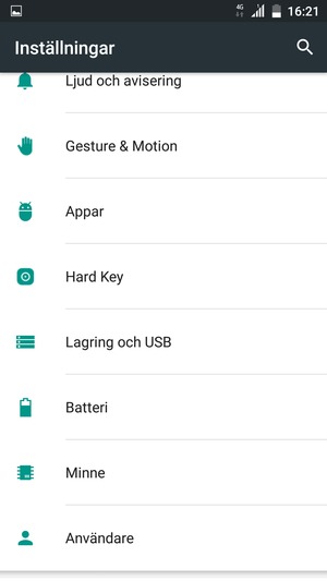 Scrolla till och välj Batteri