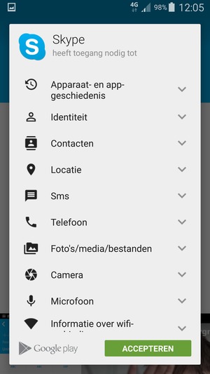 Selecteer ACCEPTEREN