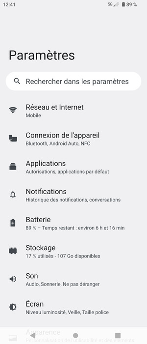 Sélectionnez Réseau et Internet
