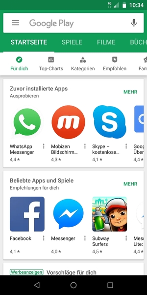 Wählen Sie die Suchleiste