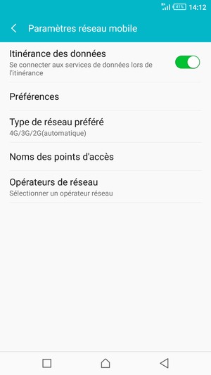 Activer ou désactiver Itinérance des données