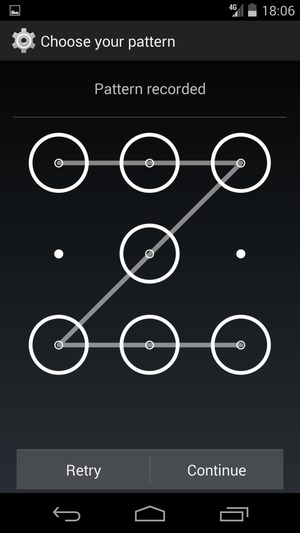Draw an unlock pattern and select Continue