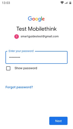 Enter your password and select Next