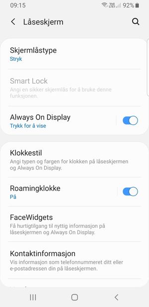 Velg Skjermlåstype