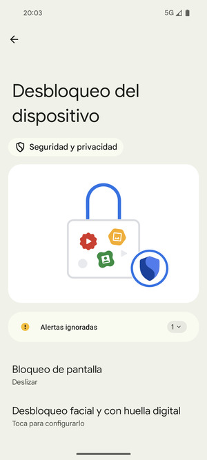 Seleccione Bloqueo de pantalla