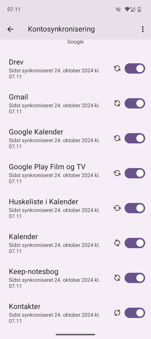 Dine oplysninger vil blive synkroniseret