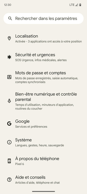 Faites défiler et sélectionnez Système