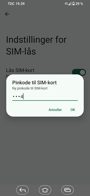Indtast din Nye pinkode til SIM-kort og vælg OK