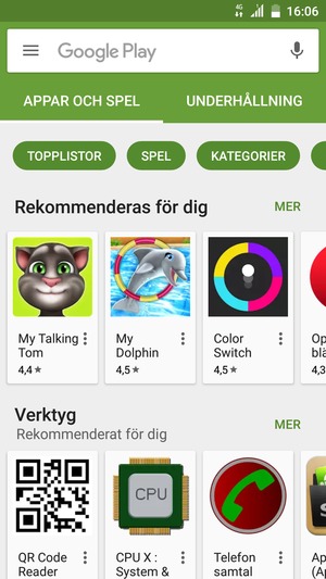 Tryck på sökfältet