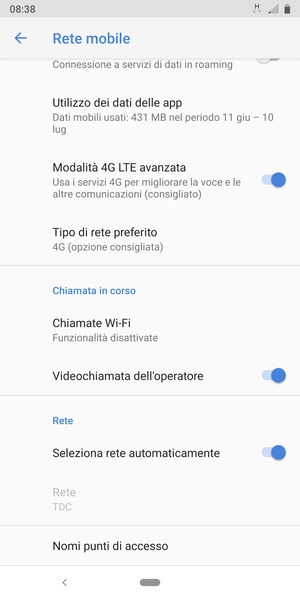 Scorri e seleziona Nomi punti di accesso