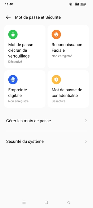 Sélectionnez Sécurité du système