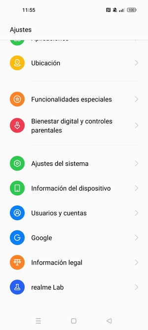 Desplácese y seleccione Información del dispositivo