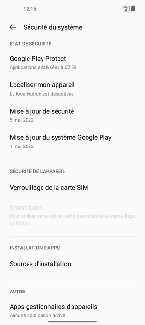 Sélectionnez Mise à jour de sécurité