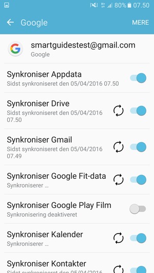 Dine oplysninger vil blive synkroniseret