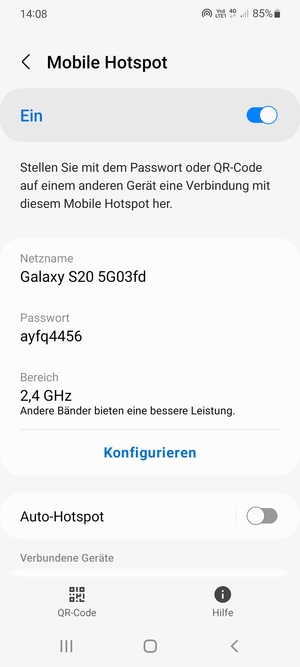 Ihr Handy ist jetzt für die Verwendung als Modem eingerichtet