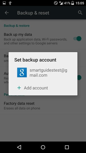 Select your backup account