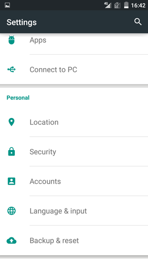 Scroll to and select Security