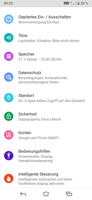 Scrollen Sie und wählen Sie Sicherheit
