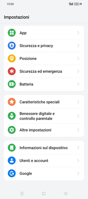 Scorri e seleziona Informazioni sul dispositivo