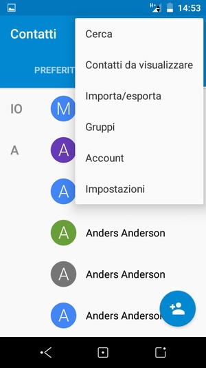 Seleziona Importa/esporta