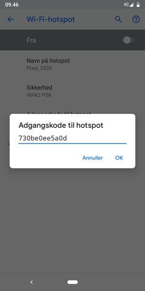 Indtast en Wi-Fi-hotspot adgangskode på minimum 8 tegn og vælg OK