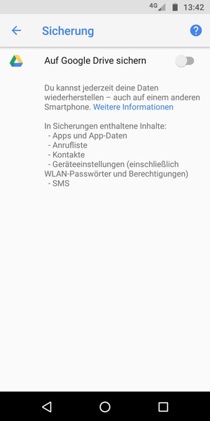 Schalten Sie Auf Google Drive sichern ein