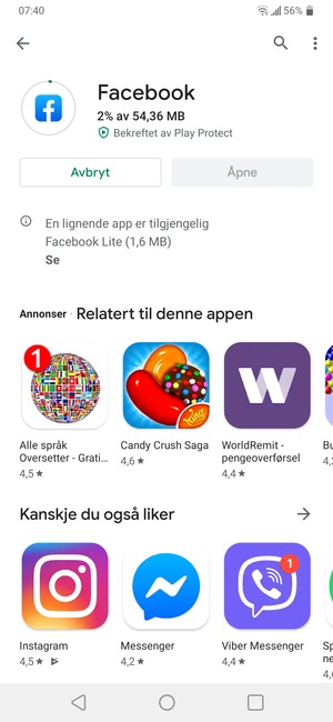 Vent til installasjonen er ferdig