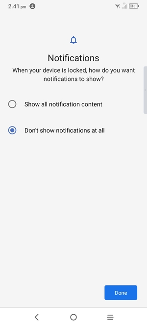 Select your preferred option and select Done
